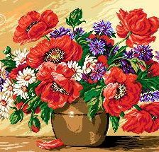 Оригинал схемы вышивки «полевые цветы в вазе» (№301265)