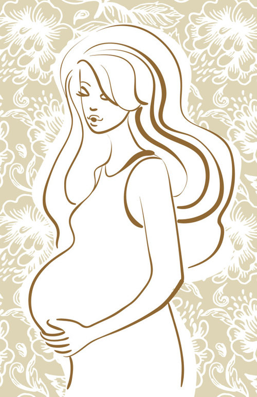 Беременность - девушка, монохром, беременность, силуэт - оригинал