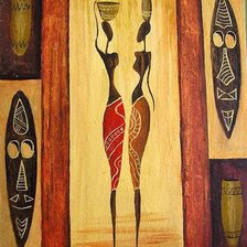 Оригинал схемы вышивки «африканки с кувшинами» (№304332)