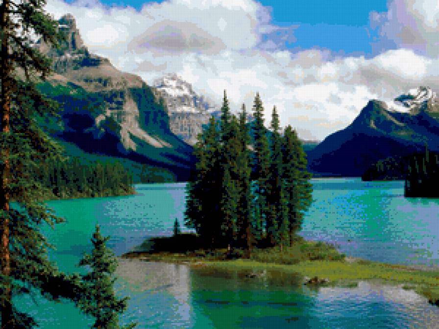 Горное озеро в Канаде - пейзаж, вода, озеро, природа, канада, лес, горы - предпросмотр