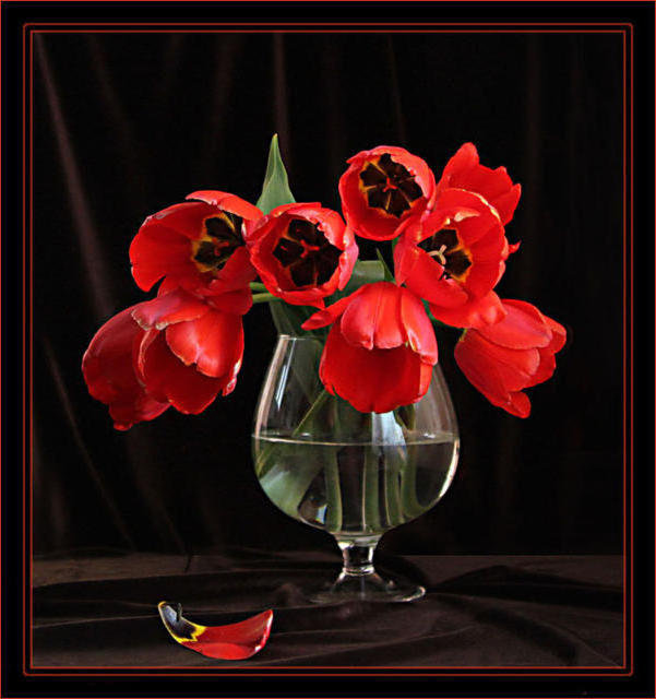 Алые тюльпаны - картина, букет, цветы - оригинал