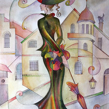 Оригинал схемы вышивки «дама с зонтиком» (№306224)