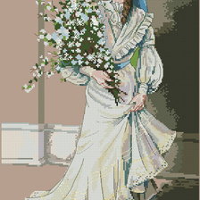 Оригинал схемы вышивки «дама с цветами» (№307824)
