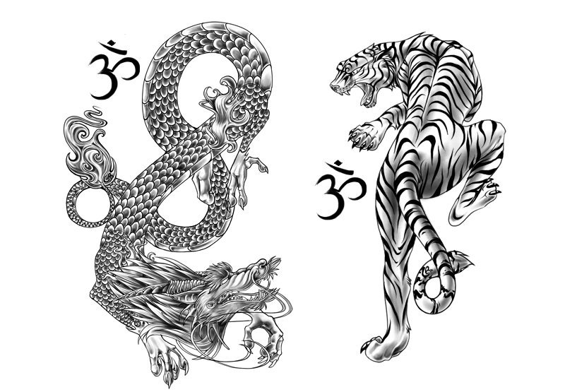 тигр против дракона - тигр, дракон, инь-янь - оригинал