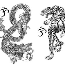 Оригинал схемы вышивки «тигр против дракона» (№308527)