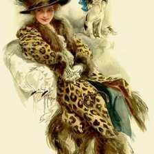 Оригинал схемы вышивки «дама с собачкой» (№308678)
