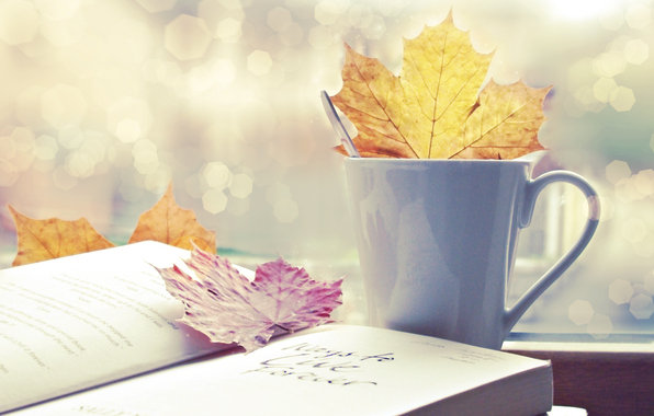 ......... - books, autumn, cup - оригинал
