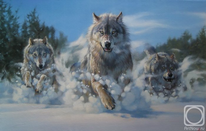 Е. Медведкин Волки - животные, волки, охота - оригинал