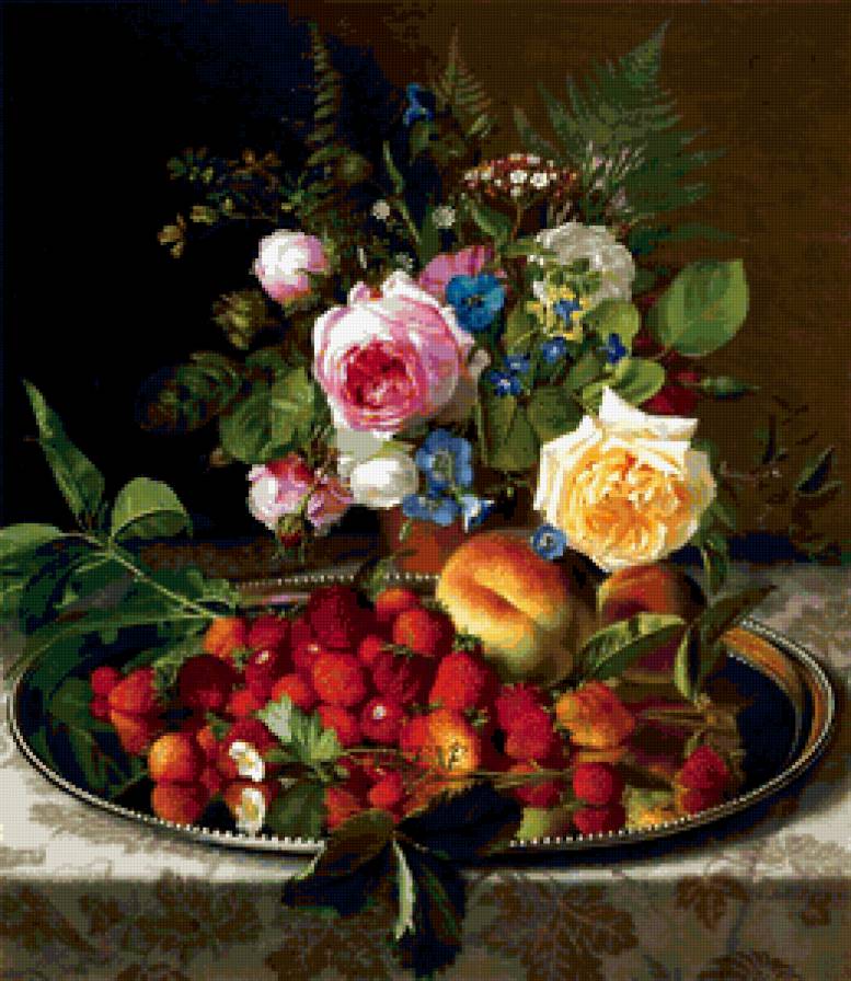 Лесная земляника - ягоды, натюрморт, букет, цветы - предпросмотр