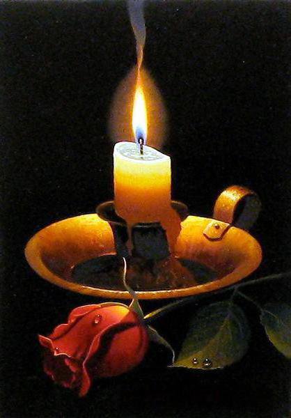 Свеча - натюрморт, роза, свеча - оригинал