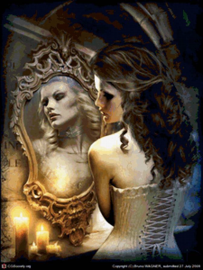 отражение - свечи, отражение, зеркало, девушка - предпросмотр