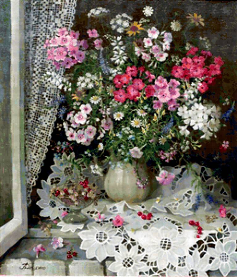 Букет на окне - ваза, букет, цветы - предпросмотр
