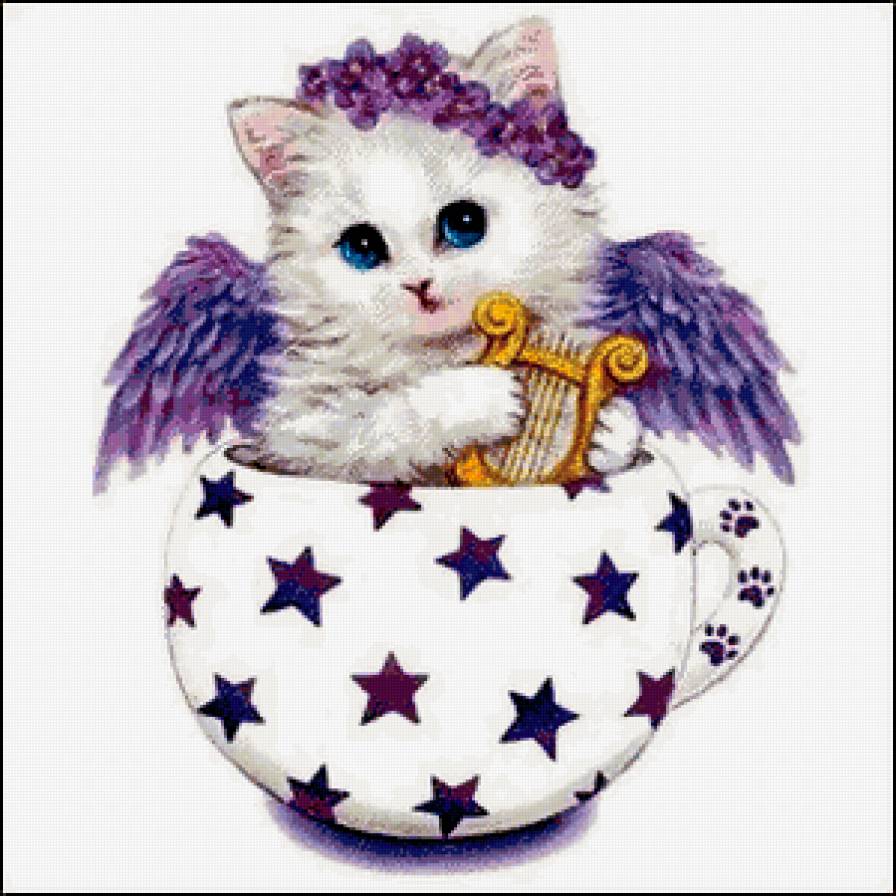 котенок ангел в чашке - чашка, котенок - предпросмотр