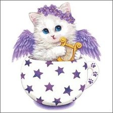 Оригинал схемы вышивки «котенок ангел в чашке» (№313843)