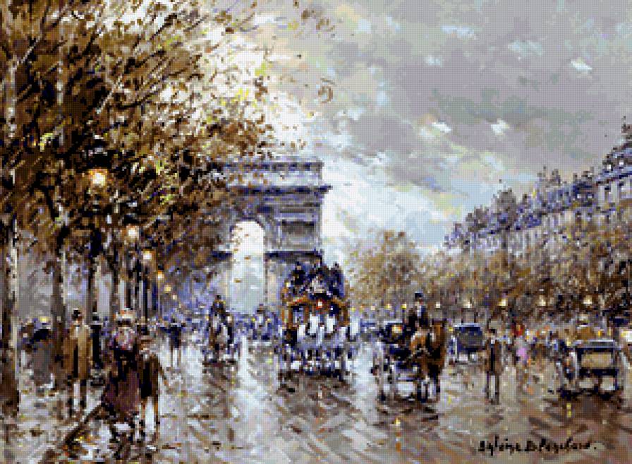 Шам Элизе - елисейские поля, триумфальная арка, париж, франция - предпросмотр