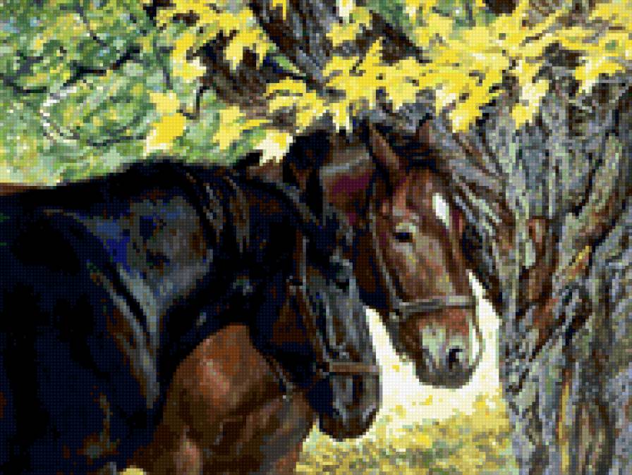 0083 - кони, животные, красота, картина, лошадь, природа, лето - предпросмотр