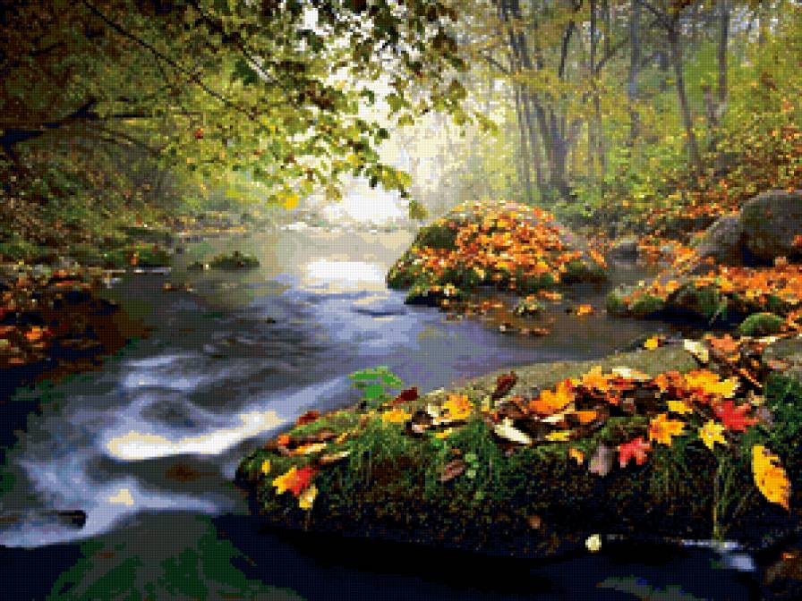 Осенняя река - лес, природа, вода, осень, пейзаж, река - предпросмотр
