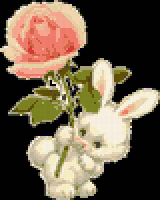 зайка - зайчонок, цветок, роза - предпросмотр