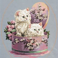 Оригинал схемы вышивки «котята в коробке» (№315620)