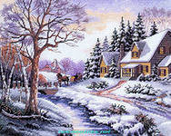 Оригинал схемы вышивки «зима в деревне» (№315703)