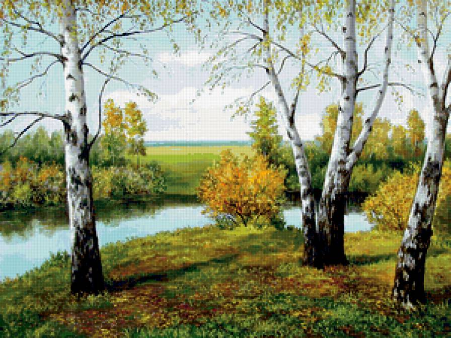 осенний пейзаж - лес, осень, вода, река, пейзаж, деревья - предпросмотр