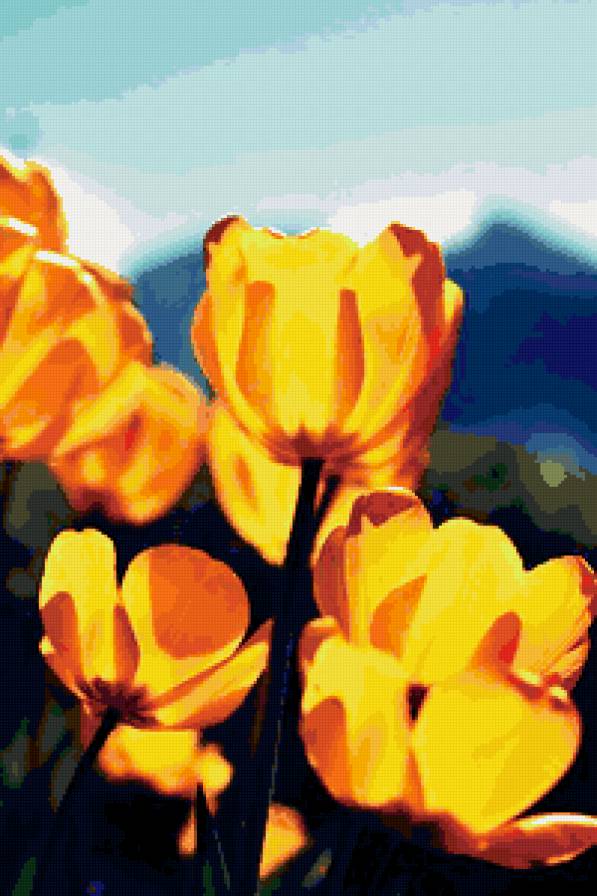 №317793 - тюльпаны, цветы, желтый, природа, картина - предпросмотр