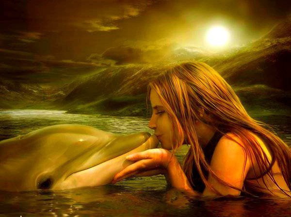 Девочка и дельфин - оригинал