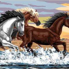 Схема вышивки «Лошади и море»