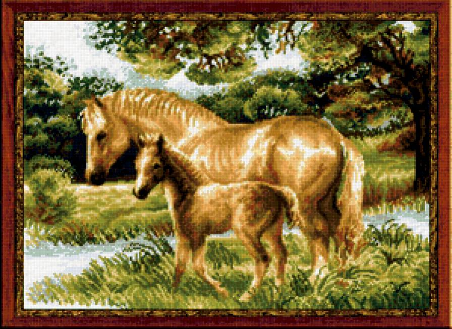 лошадь с жеребенком - лошадь, животные - предпросмотр