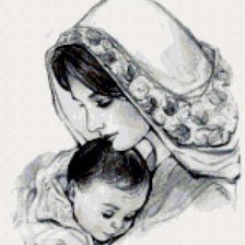 Оригинал схемы вышивки «мать и дитя» (№320004)