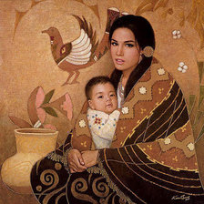 Оригинал схемы вышивки «индейцы мать и дитя» (№320317)