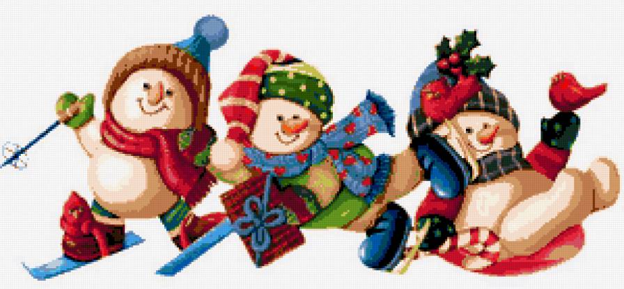 веселые снеговики - снеговики, в детскую для детей, зима, детям - предпросмотр