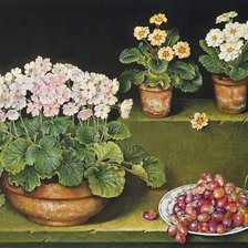 Оригинал схемы вышивки «натюрморт цветы и виноград» (№321635)