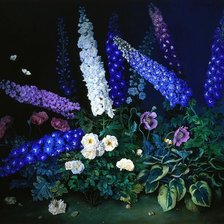 Схема вышивки «цветы ночью»