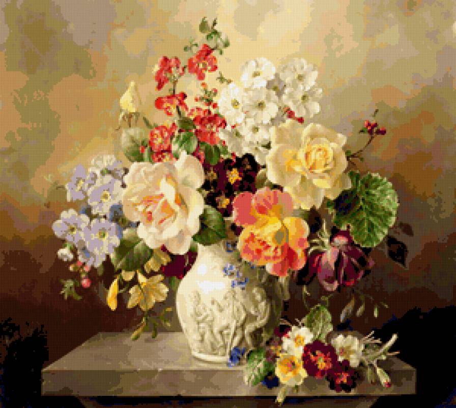 Викторианские цветы - природа, флора.розы.натюрморт.викторианские цветы, цветы, букет - предпросмотр
