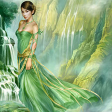 Оригинал схемы вышивки «Девушка в зеленом» (№323410)