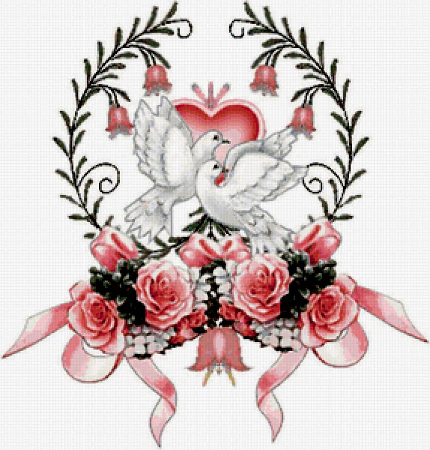 Совет да любовь - голуби, символ, любовь, цветы, свадьба - предпросмотр