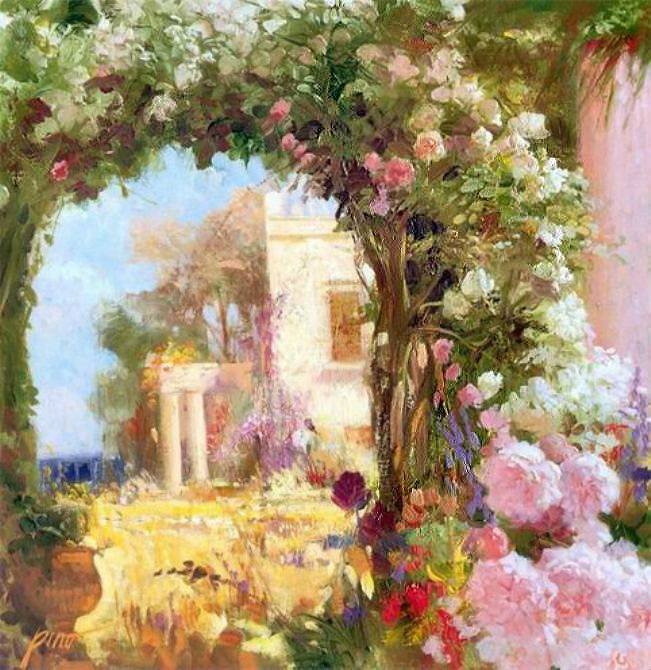 Цветочная арка - цветі, природа, пейзаж, арка - оригинал