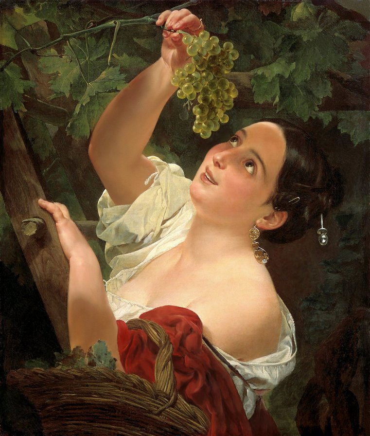 картина - девушка, виноград - оригинал