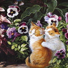 Схема вышивки «котята и цветы»