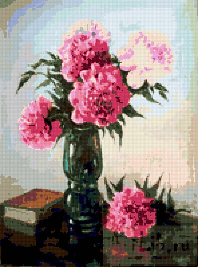 весенний букет - картина цветы букет ваза пионы - предпросмотр