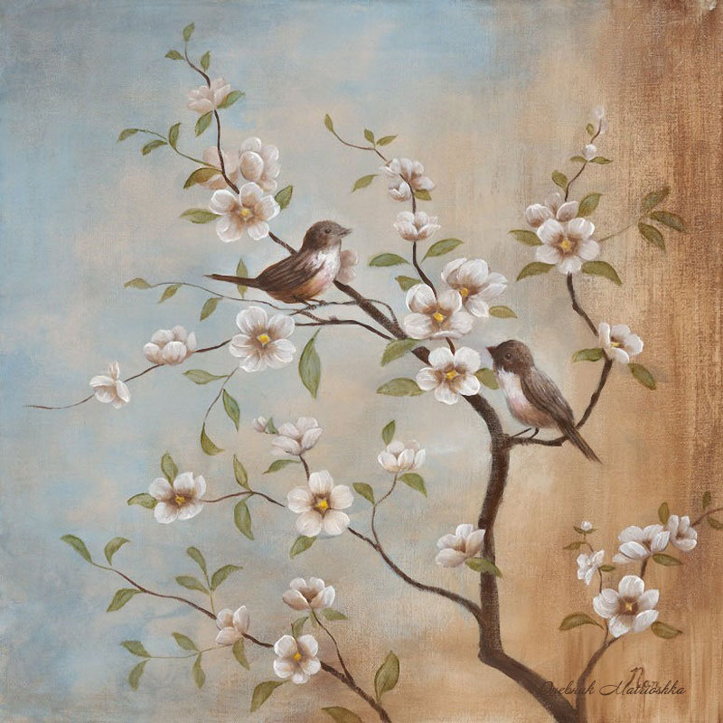 весна 2 - птицы, времена года, цветы - оригинал