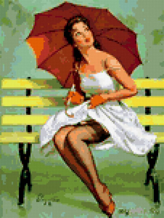 Девушка с зонтиком - pin-up, девушка - предпросмотр