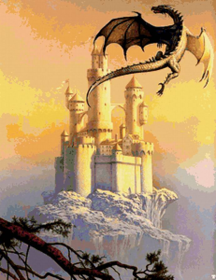дракон и замок - предпросмотр