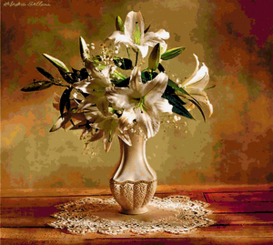 №330474 - цветы, лилии, натюрморт, букет - предпросмотр