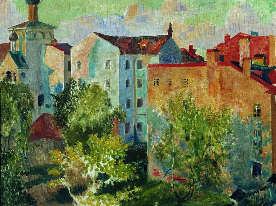 Вид из окна - живопись, 1926, кустодиев - оригинал