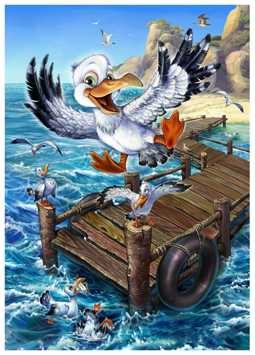 чайки - море, юмор, сказка, детская, детям, птицы, мультяшки, чайка - оригинал