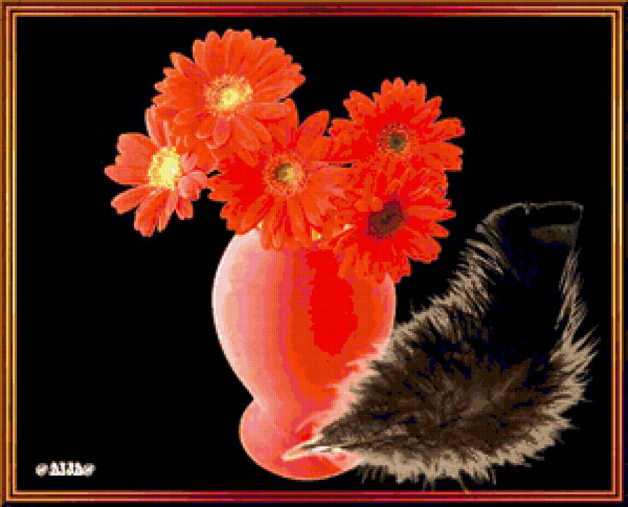 №335178 - натюрморт, цветы, перо, букет - предпросмотр