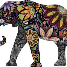Оригинал схемы вышивки «Цветочный слон» (№335360)