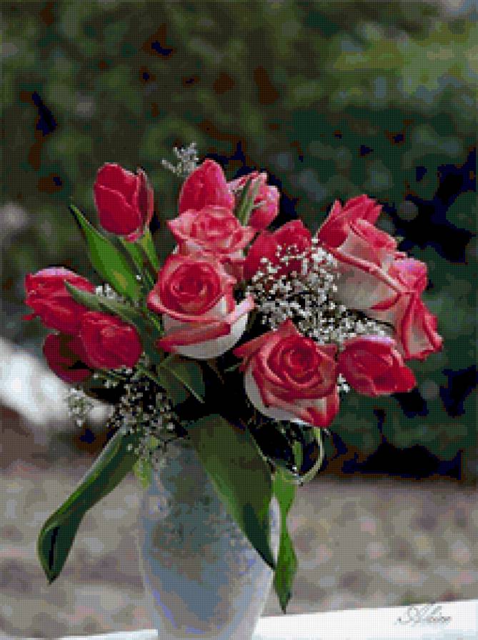 розы - букет, натюрморт, розы, цветы - предпросмотр